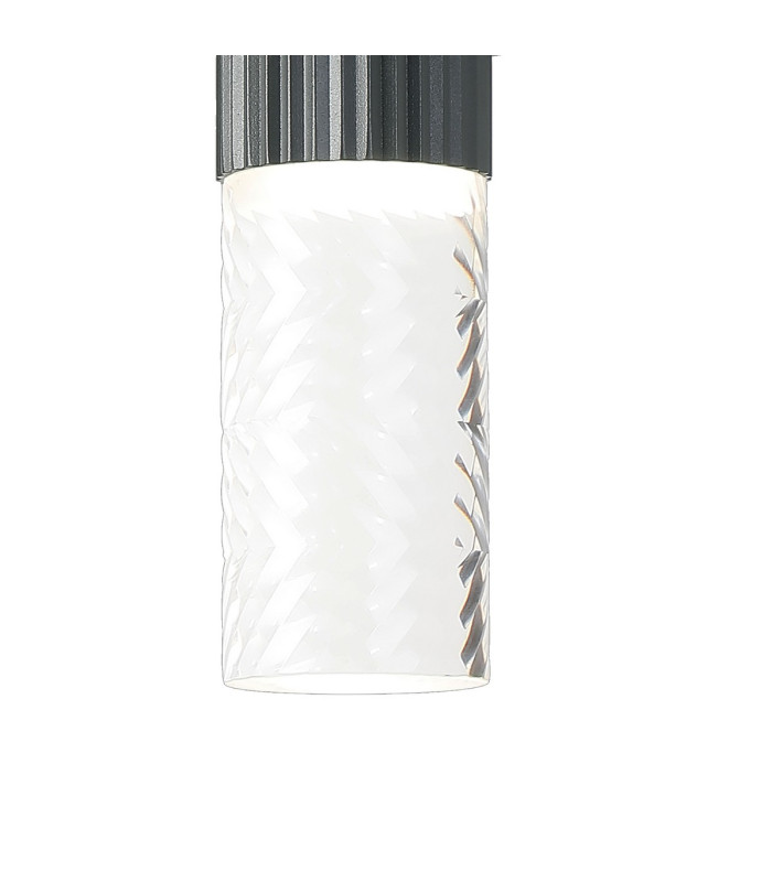 Springwater Ribbed Line Wall Lamp Tall Diagonal Pattern Acrylic Shade 2 x GU10 IP54 Grey/Clear/Frosted -6
