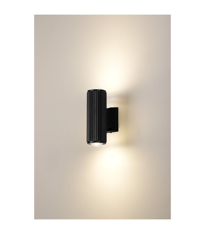 Springwater Ribbed Line Wall Lamp Dome Acrylic Shade 2 x GU10 IP54 Black/Clear/Frosted -3