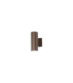 Springwater Ribbed Line Wall Lamp Dome Acrylic Shade 2 x GU10 IP54 Dark Brown/Clear/Frosted -1