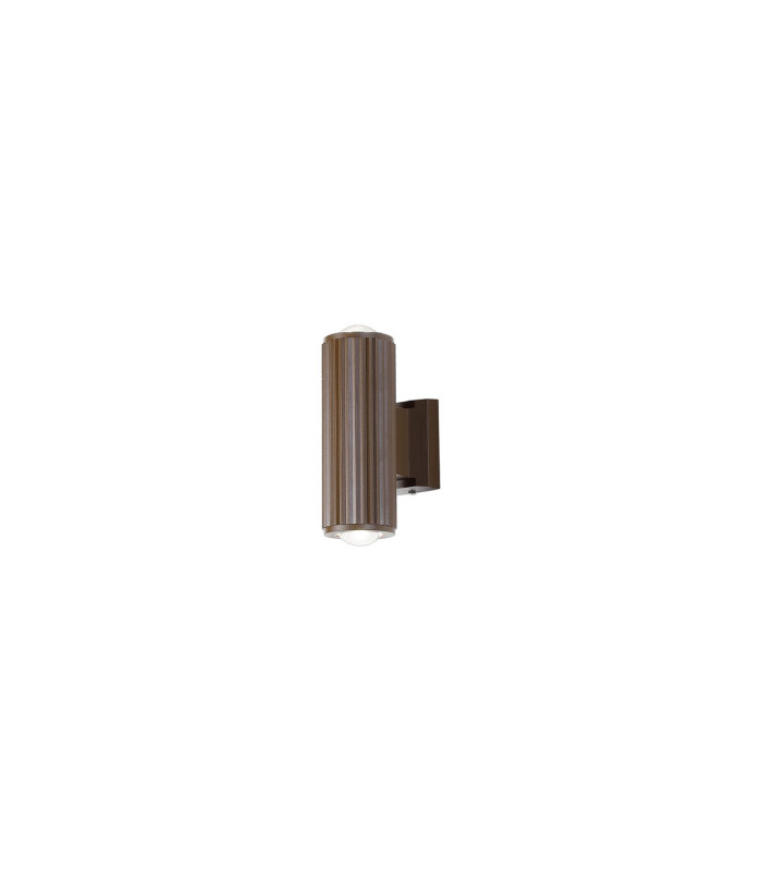 Springwater Ribbed Line Wall Lamp Dome Acrylic Shade 2 x GU10 IP54 Dark Brown/Clear/Frosted -1