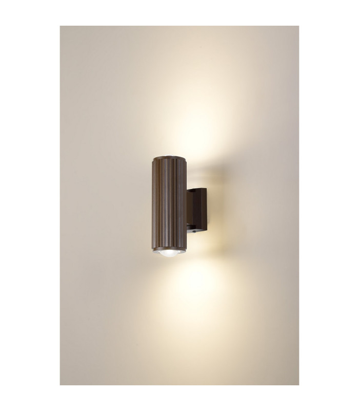 Springwater Ribbed Line Wall Lamp Dome Acrylic Shade 2 x GU10 IP54 Dark Brown/Clear/Frosted -3