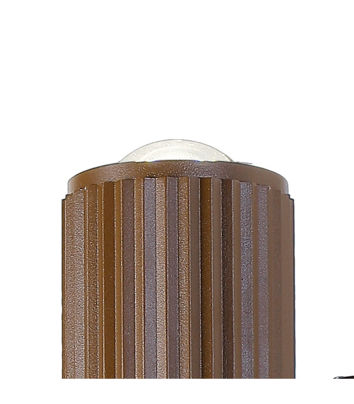 Springwater Ribbed Line Wall Lamp Dome Acrylic Shade 2 x GU10 IP54 Dark Brown/Clear/Frosted -5
