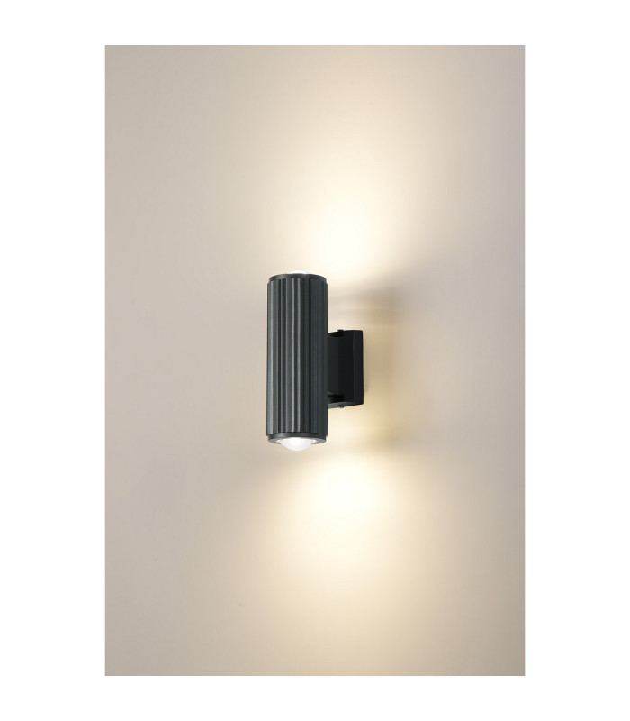 Springwater Ribbed Line Wall Lamp Dome Acrylic Shade 2 x GU10 IP54 Grey/Clear/Frosted -3