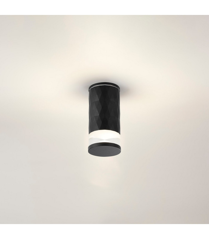 Springwater 6.4cm Diamond Pattern Ceiling X Pattern Acrylic Shade 1 x GU10 IP54 Black/Clear/Frosted -3