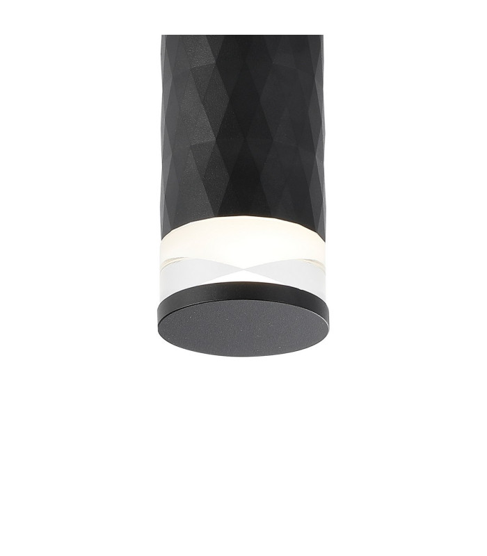 Springwater 6.4cm Diamond Pattern Ceiling X Pattern Acrylic Shade 1 x GU10 IP54 Black/Clear/Frosted -6