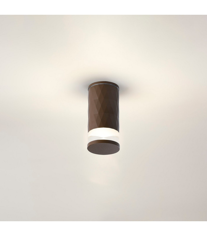 Springwater 6.4cm Diamond Pattern Ceiling X Pattern Acrylic Shade 1 x GU10 IP54 Dark Brown/Clear/Frosted -3