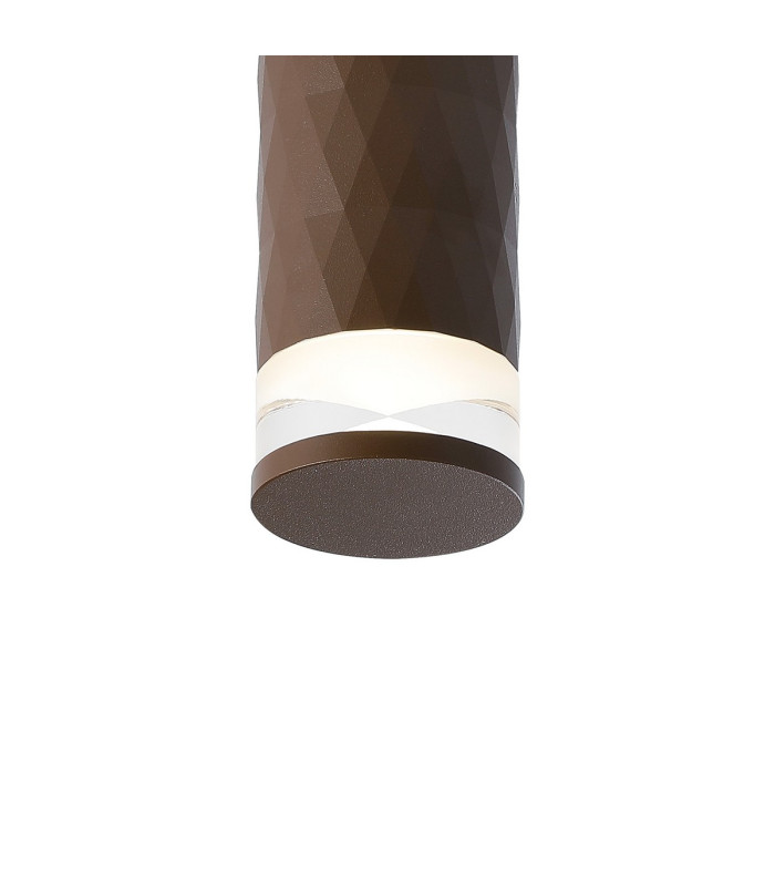 Springwater 6.4cm Diamond Pattern Ceiling X Pattern Acrylic Shade 1 x GU10 IP54 Dark Brown/Clear/Frosted -6