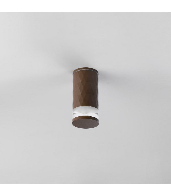 Springwater 6.4cm Diamond Pattern Ceiling X Pattern Acrylic Shade 1 x GU10 IP54 Dark Brown/Clear/Frosted -7