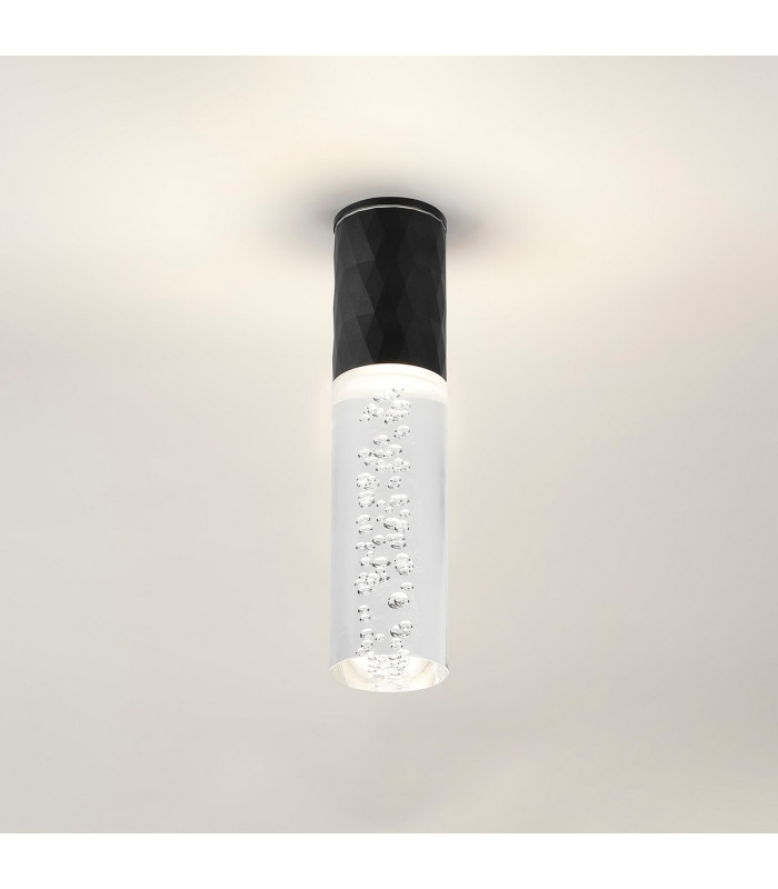 Springwater 6.4cm II Diamond Pattern Ceiling Bubble Acrylic Shade 1 x GU10 IP54 Black/Clear -3