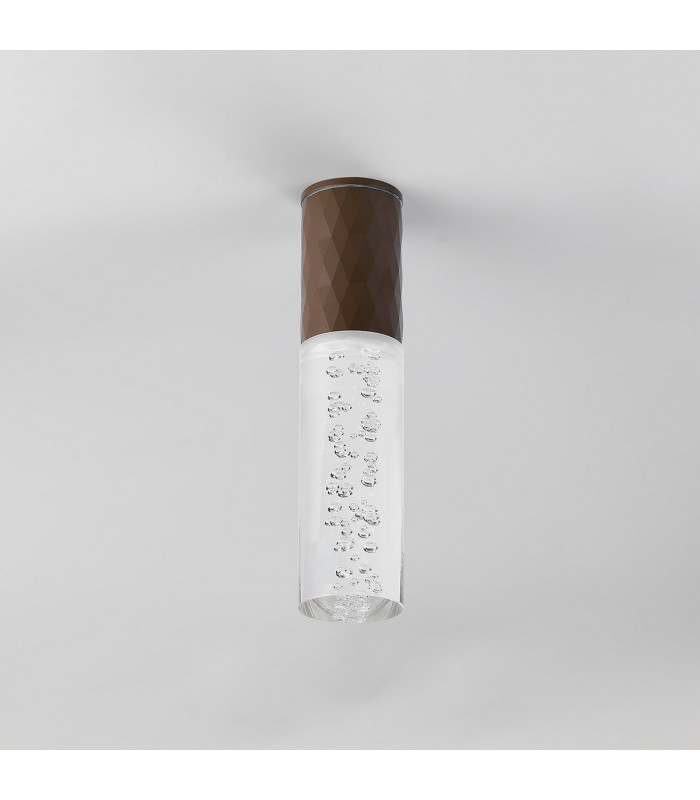 Springwater II 6.4cm Diamond Pattern Ceiling Bubble Acrylic Shade 1 x GU10 IP54 Dark Brown/Clear -6
