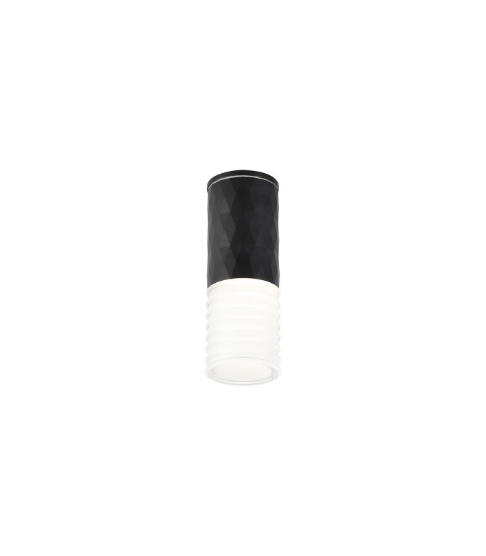 Springwater 6.4cm Diamond Pattern Ceiling Horizontal Line Acrylic Shade 1 x GU10 IP54 Black/Clear/Frosted -1