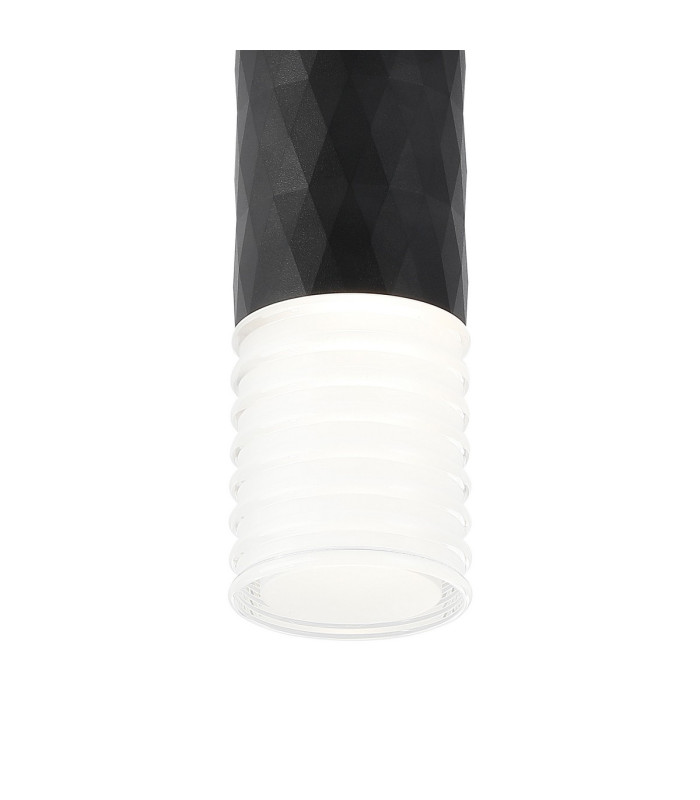 Springwater 6.4cm Diamond Pattern Ceiling Horizontal Line Acrylic Shade 1 x GU10 IP54 Black/Clear/Frosted -6