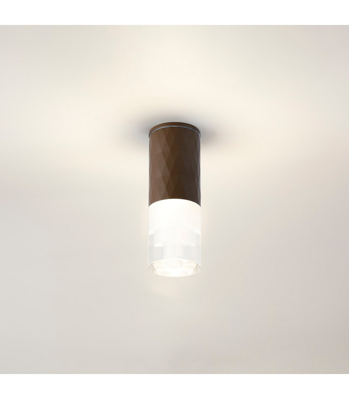 Springwater 6.4cm Diamond Pattern Ceiling Tier Pattern Acrylic Shade 1 x GU10 IP54 Dark Brown/Clear -3