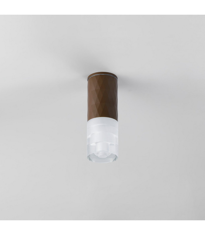 Springwater 6.4cm Diamond Pattern Ceiling Tier Pattern Acrylic Shade 1 x GU10 IP54 Dark Brown/Clear -7