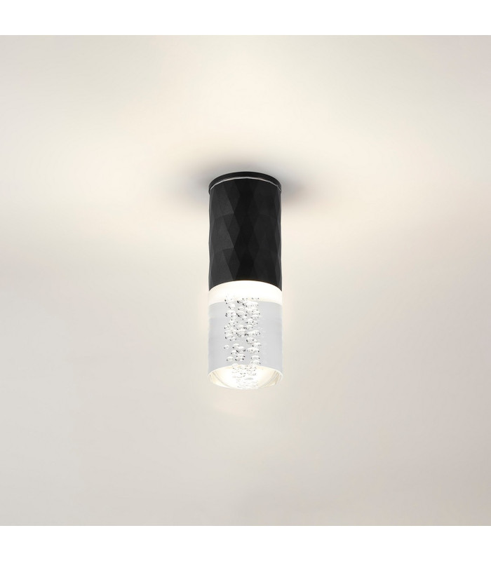 Springwater 6.4cm Diamond Pattern Ceiling Bubble Acrylic Shade 1 x GU10 IP54 Black/Clear -3