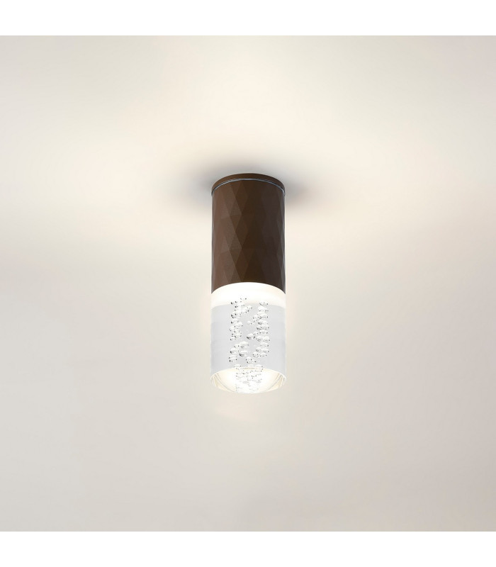 Springwater 6.4cm Diamond Pattern Ceiling Bubble Acrylic Shade 1 x GU10 IP54 Dark Brown/Clear -3