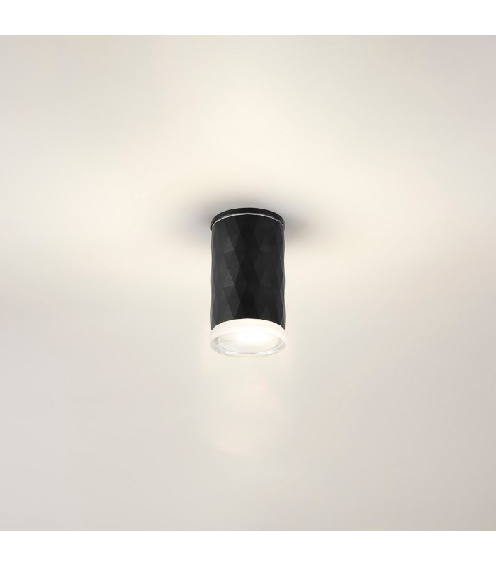 Springwater 6.4cm Diamond Pattern Ceiling Shallow Acrylic Shade 1 x GU10 IP54 Black/Clear/Frosted -3