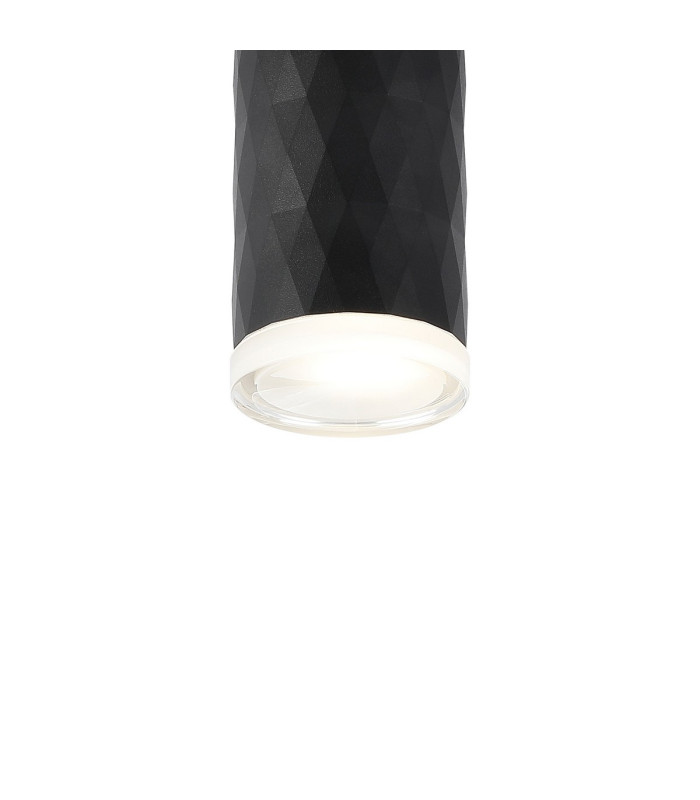 Springwater 6.4cm Diamond Pattern Ceiling Shallow Acrylic Shade 1 x GU10 IP54 Black/Clear/Frosted -6