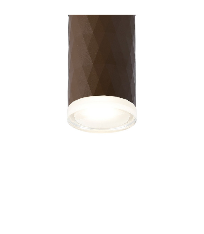 Springwater 6.4cm Diamond Pattern Ceiling Shallow Acrylic Shade 1 x GU10 IP54 Dark Brown/Clear/Frosted -6