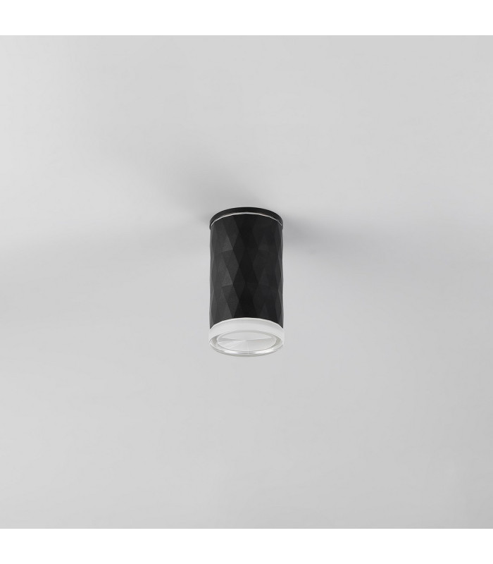 Springwater 6.4cm Diamond Pattern Ceiling Shallow Acrylic Shade 1 x GU10 IP54 Black/Clear/Frosted -7