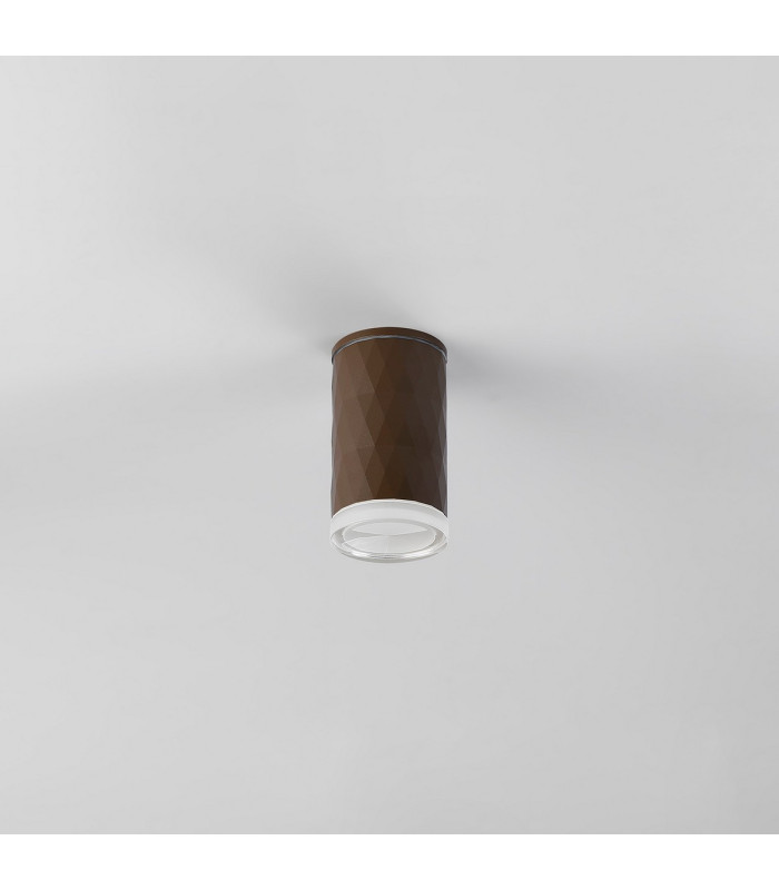 Springwater 6.4cm Diamond Pattern Ceiling Shallow Acrylic Shade 1 x GU10 IP54 Dark Brown/Clear/Frosted -7
