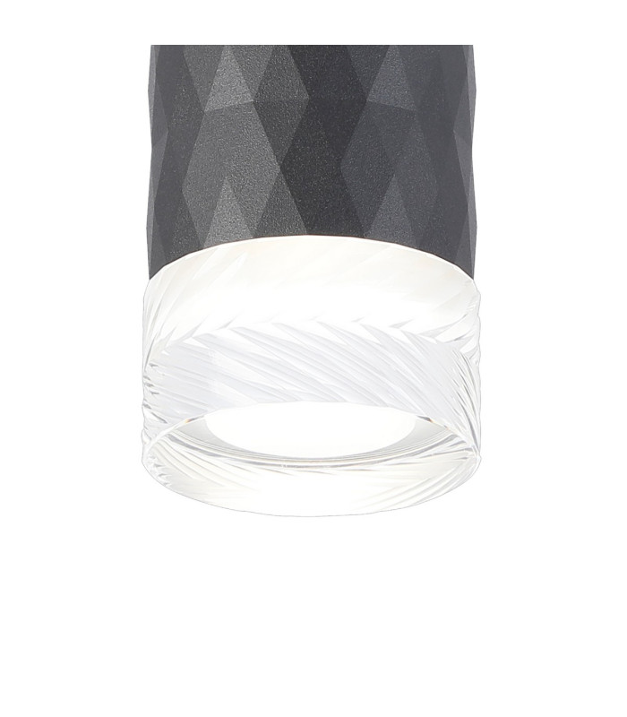 Springwater 6.4cm Diamond Pattern Ceiling Short Diagonal Pattern Acrylic Shade 1 x GU10 IP54 Black/Clear/Frosted -6