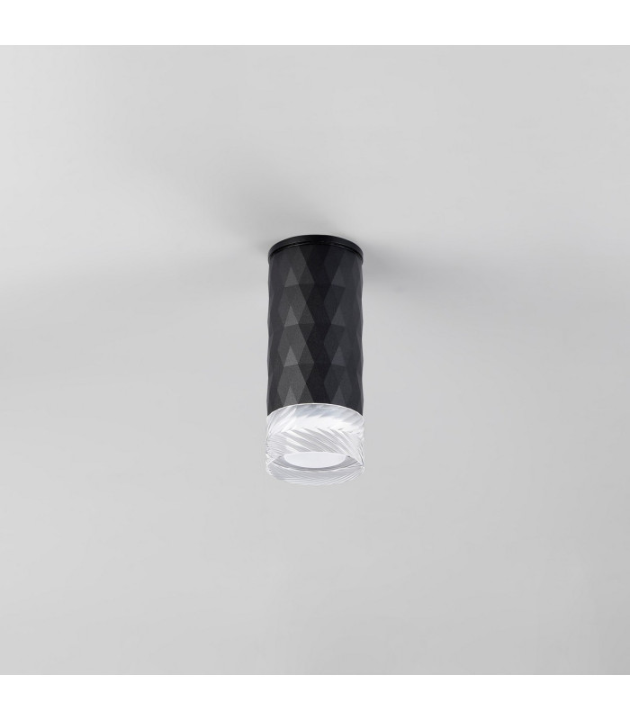Springwater 6.4cm Diamond Pattern Ceiling Short Diagonal Pattern Acrylic Shade 1 x GU10 IP54 Black/Clear/Frosted -7