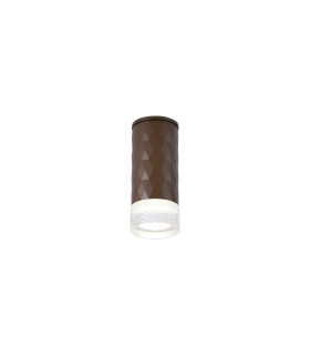 Springwater 6.4cm Diamond Pattern Ceiling Short Diagonal Pattern Acrylic Shade 1 x GU10 IP54 Dark Brown/Clear/Frosted -1