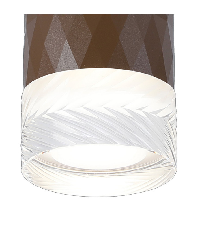 Springwater 6.4cm Diamond Pattern Ceiling Short Diagonal Pattern Acrylic Shade 1 x GU10 IP54 Dark Brown/Clear/Frosted -6