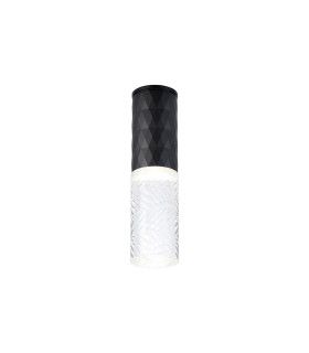 Springwater 6.4cm Diamond Pattern Ceiling Tall Diagonal Pattern Acrylic Shade 1 x GU10 IP54 Black/Clear/Frosted -1