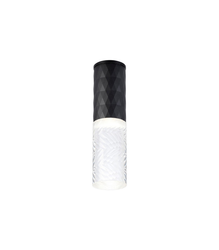 Springwater 6.4cm Diamond Pattern Ceiling Tall Diagonal Pattern Acrylic Shade 1 x GU10 IP54 Black/Clear/Frosted -1