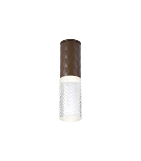 Springwater 6.4cm Diamond Pattern Ceiling Tall Diagonal Pattern Acrylic Shade 1 x GU10 IP54 Dark Brown/Clear/Frosted -1