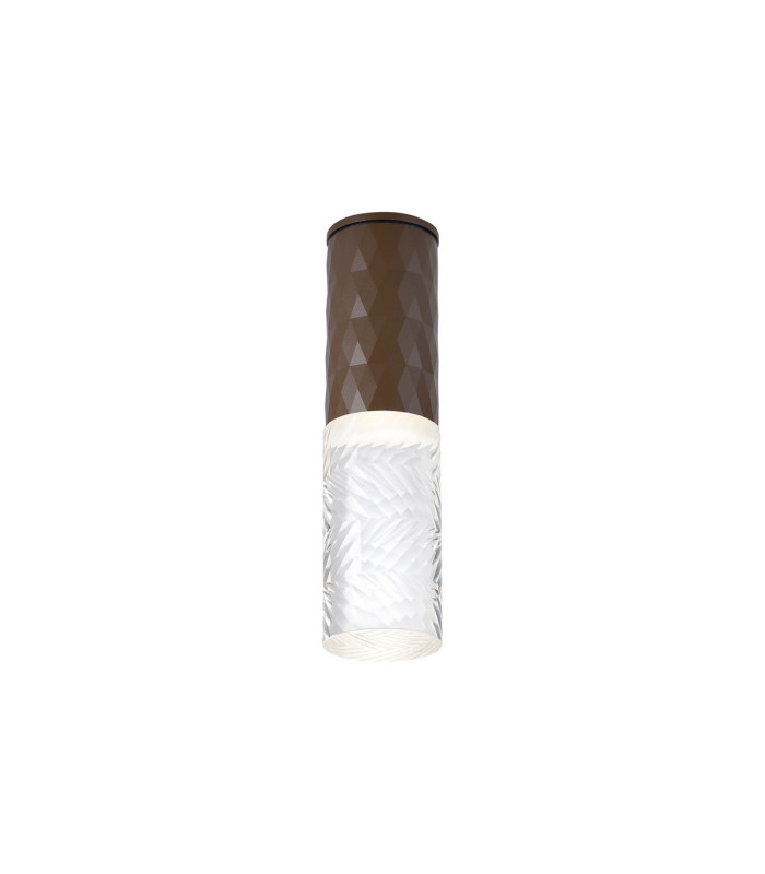 Springwater 6.4cm Diamond Pattern Ceiling Tall Diagonal Pattern Acrylic Shade 1 x GU10 IP54 Dark Brown/Clear/Frosted -1