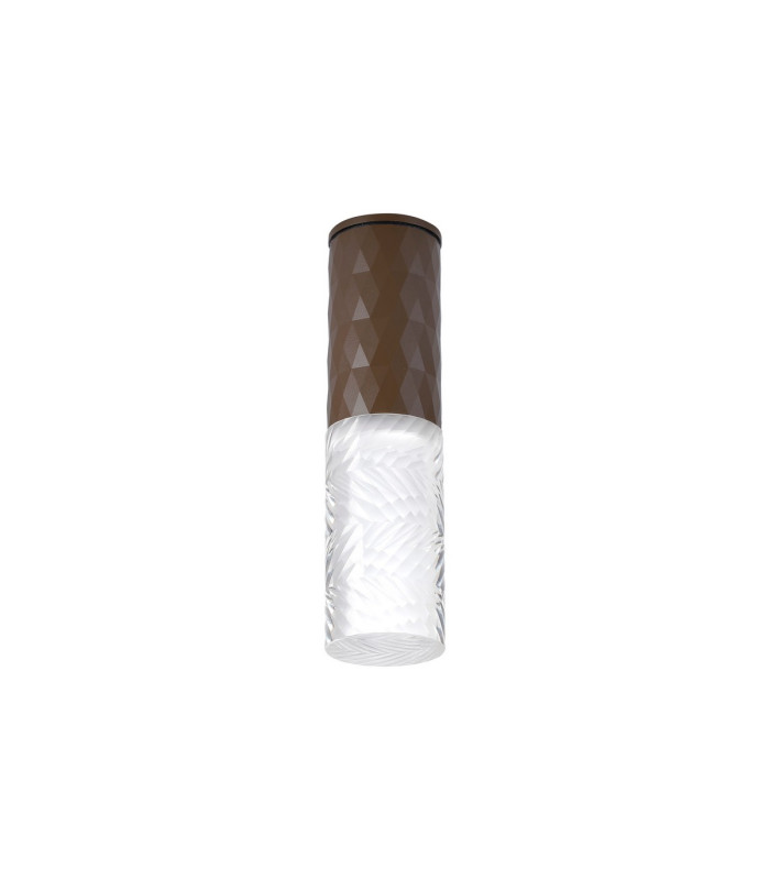 Springwater 6.4cm Diamond Pattern Ceiling Tall Diagonal Pattern Acrylic Shade 1 x GU10 IP54 Dark Brown/Clear/Frosted -4