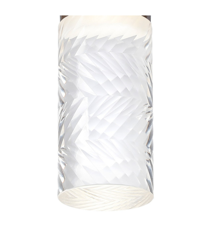 Springwater 6.4cm Diamond Pattern Ceiling Tall Diagonal Pattern Acrylic Shade 1 x GU10 IP54 Dark Brown/Clear/Frosted -6