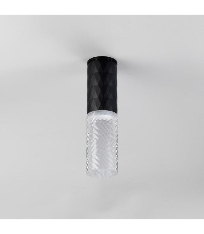 Springwater 6.4cm Diamond Pattern Ceiling Tall Diagonal Pattern Acrylic Shade 1 x GU10 IP54 Black/Clear/Frosted -7