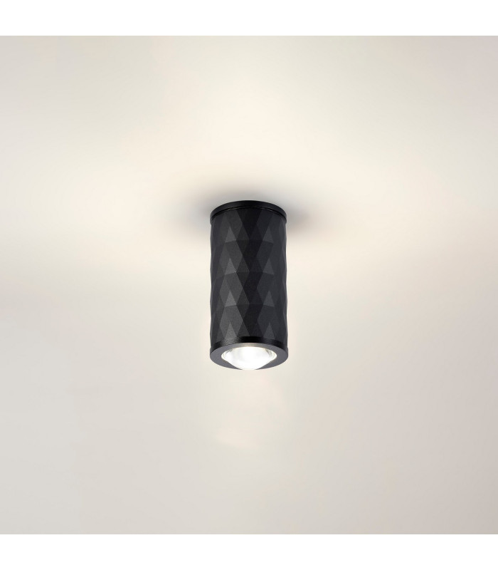 Springwater 6.4cm Diamond Pattern Ceiling Dome Acrylic Shade 1 x GU10 IP54 Black/Clear/Frosted -3