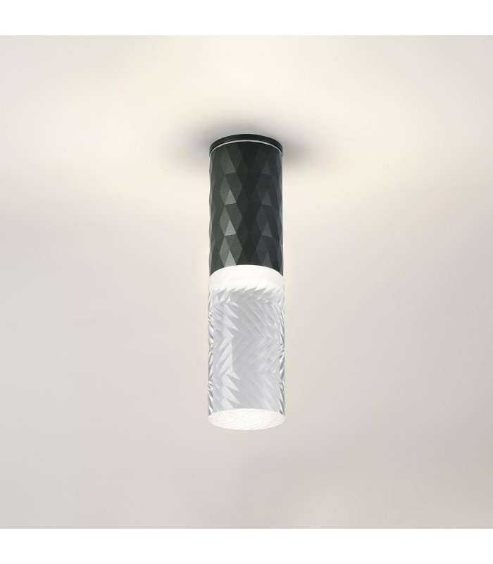 Springwater 6.4cm Diamond Pattern Ceiling Tall Diagonal Pattern Acrylic Shade 1 x GU10 IP54 Grey/Clear/Frosted -3