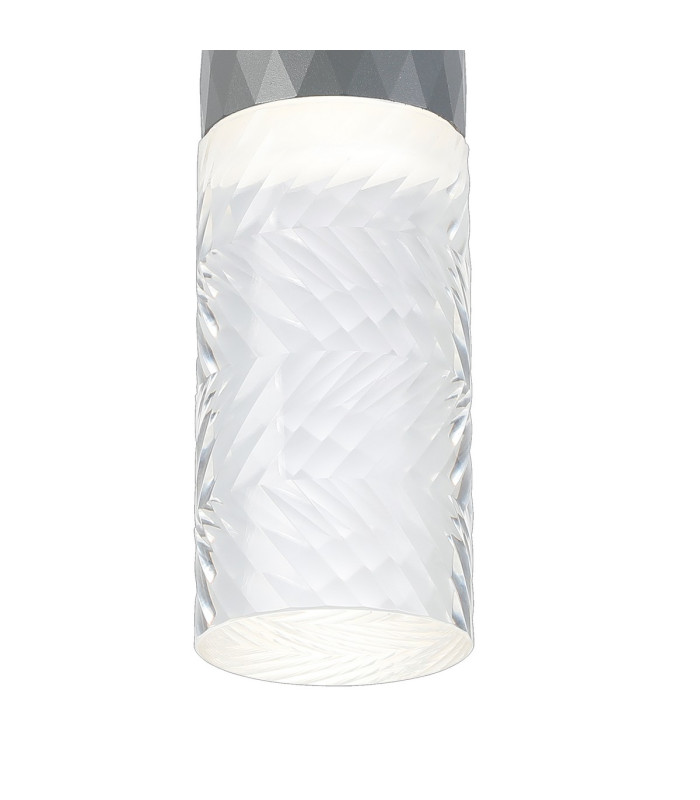 Springwater 6.4cm Diamond Pattern Ceiling Tall Diagonal Pattern Acrylic Shade 1 x GU10 IP54 Grey/Clear/Frosted -6