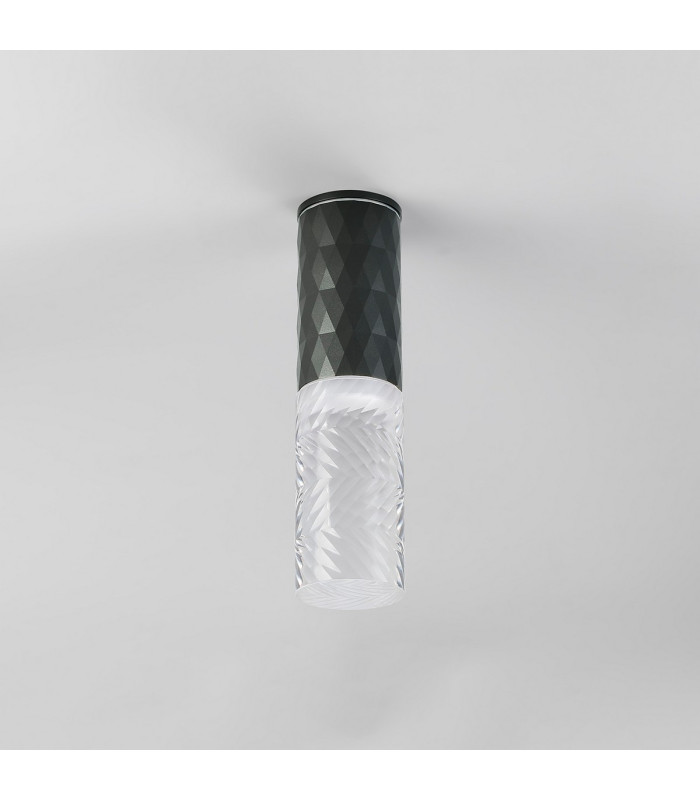 Springwater 6.4cm Diamond Pattern Ceiling Tall Diagonal Pattern Acrylic Shade 1 x GU10 IP54 Grey/Clear/Frosted -7