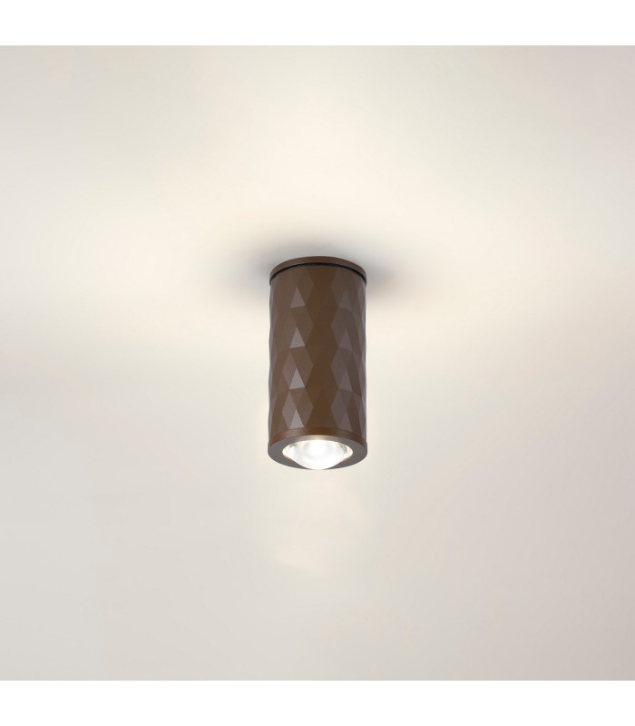Springwater 6.4cm Diamond Pattern Ceiling Dome Acrylic Shade 1 x GU10 IP54 Dark Brown/Clear/Frosted -3