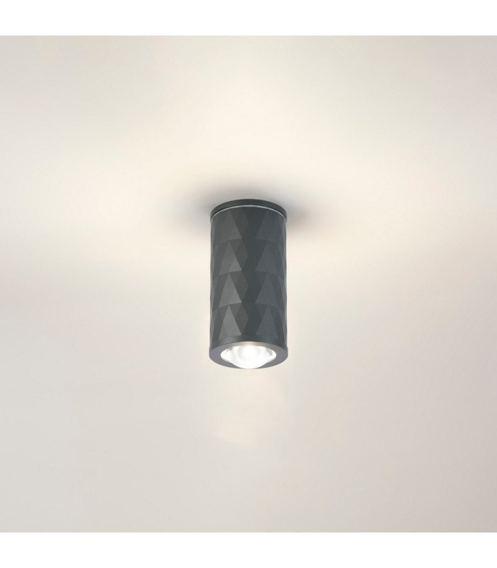 Springwater 6.4cm Diamond Pattern Ceiling Dome Acrylic Shade 1 x GU10 IP54 Grey/Clear/Frosted -3