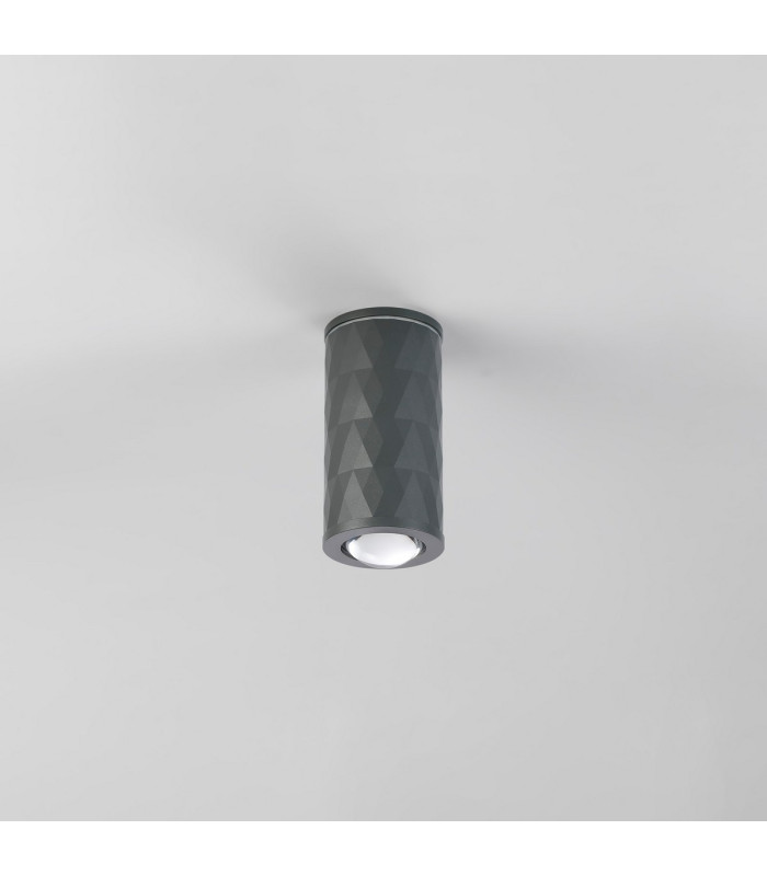 Springwater 6.4cm Diamond Pattern Ceiling Dome Acrylic Shade 1 x GU10 IP54 Grey/Clear/Frosted -7