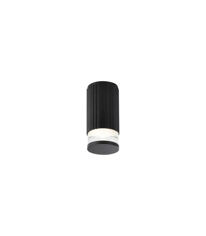 Springwater 6.7cm Ribbed Line Ceiling X Pattern Acrylic Shade 1 x GU10 IP54 Black/Clear/Frosted -1