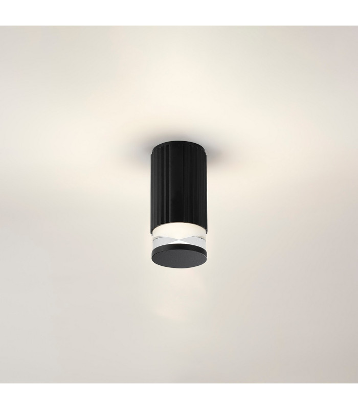 Springwater 6.7cm Ribbed Line Ceiling X Pattern Acrylic Shade 1 x GU10 IP54 Black/Clear/Frosted -3