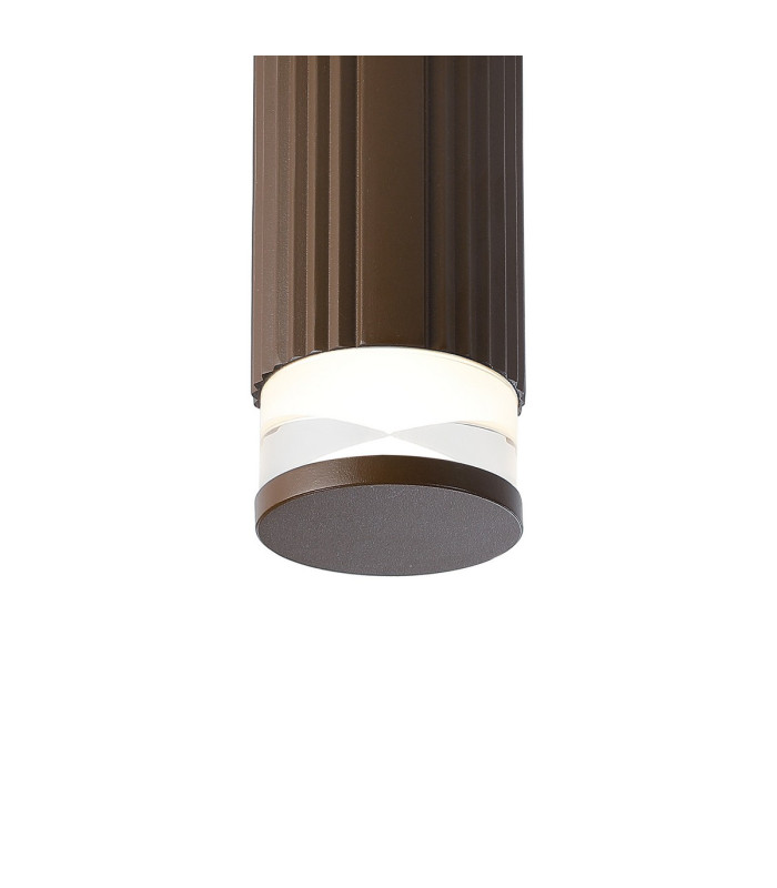 Springwater 6.7cm Ribbed Line Ceiling X Pattern Acrylic Shade 1 x GU10 IP54 Dark Brown/Clear/Frosted -6