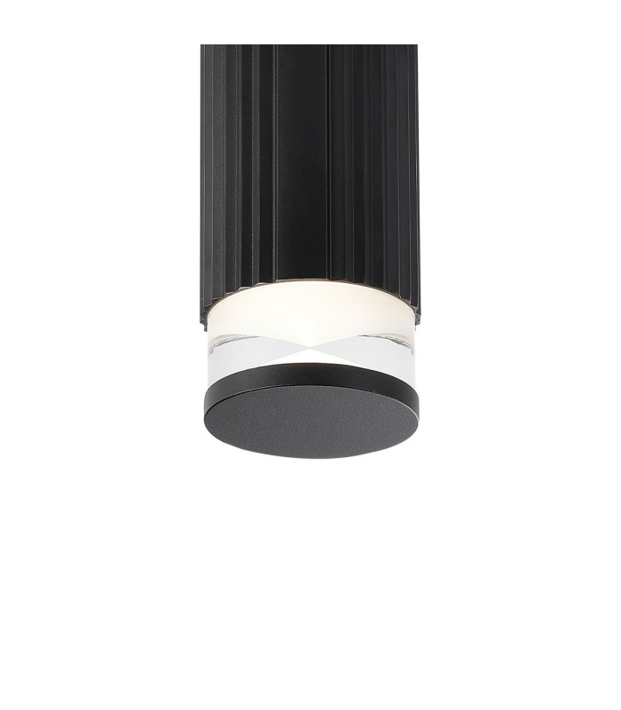 Springwater 6.7cm Ribbed Line Ceiling X Pattern Acrylic Shade 1 x GU10 IP54 Black/Clear/Frosted -6
