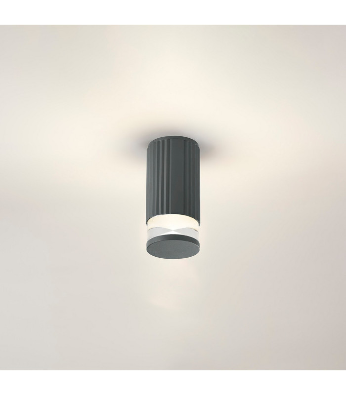 Springwater 6.7cm Ribbed Line Ceiling X Pattern Acrylic Shade 1 x GU10 IP54 Grey/Clear/Frosted -3