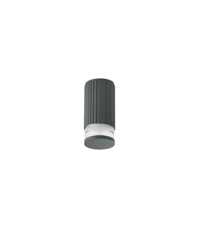 Springwater 6.7cm Ribbed Line Ceiling X Pattern Acrylic Shade 1 x GU10 IP54 Grey/Clear/Frosted -4