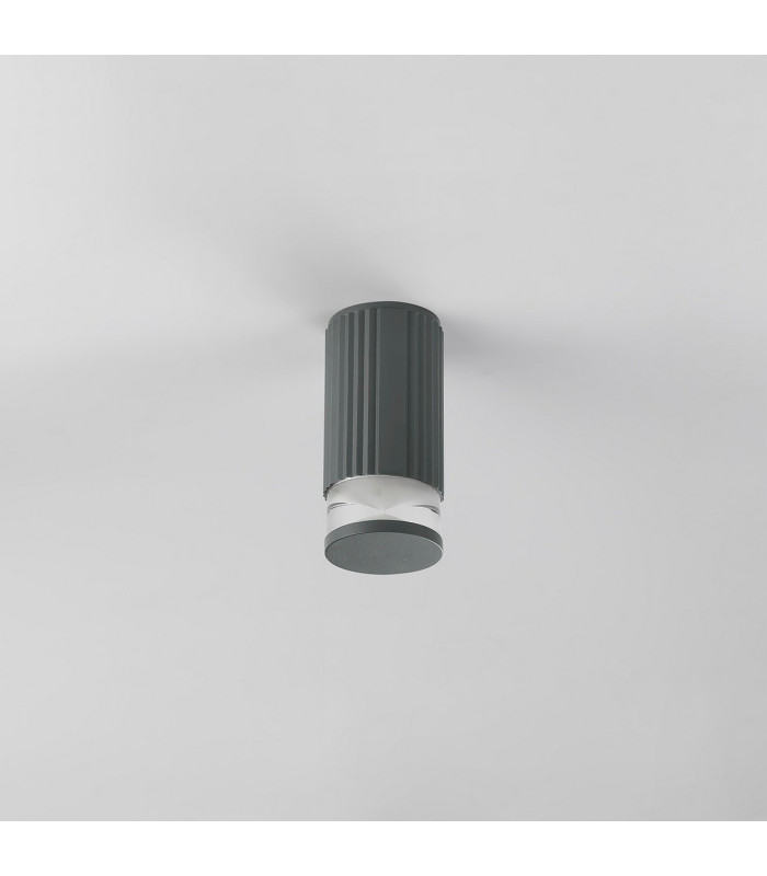 Springwater 6.7cm Ribbed Line Ceiling X Pattern Acrylic Shade 1 x GU10 IP54 Grey/Clear/Frosted -7